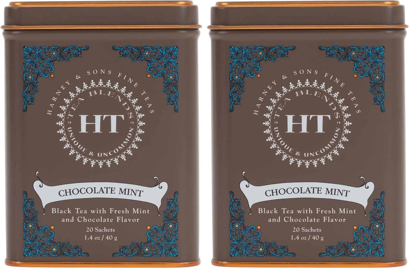 Harney & Sons Master Yellow & Blue Tea Tin - Herbal Blend of Chamomile, Lavender, and Cornflowers - 0.9 Ounces, 20 Sachets 1 Pack | Herbal tea with chamomile, lavender and cornflowers. Naturally caffeine free.