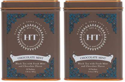 Harney & Sons Master Yellow & Blue Tea Tin - Herbal Blend of Chamomile, Lavender, and Cornflowers - 0.9 Ounces, 20 Sachets 1 Pack | Herbal tea with chamomile, lavender and cornflowers. Naturally caffeine free.