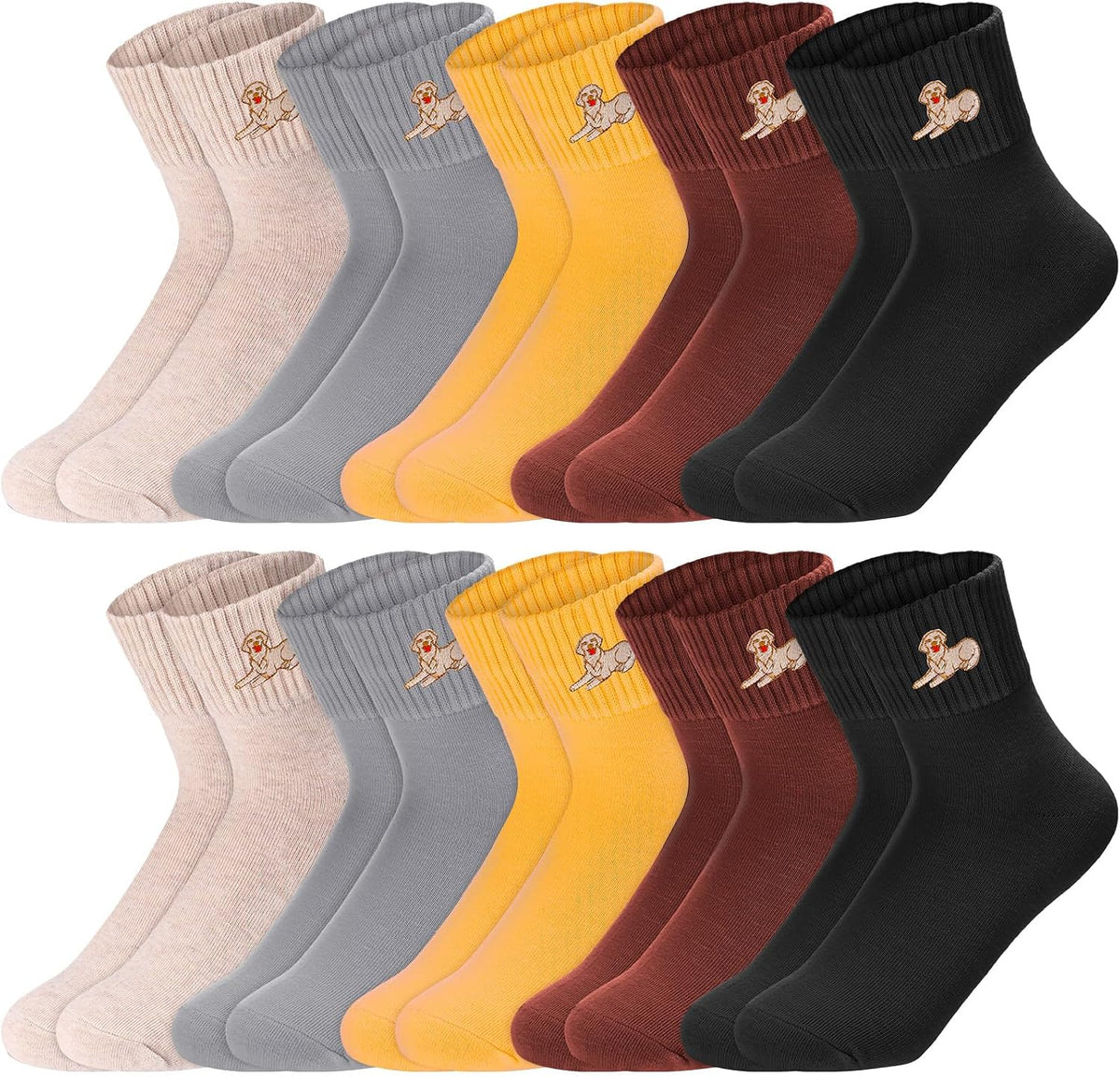 Eurzom 10 Pairs Socks Womens Crew Elastic Ankle Length Cotton Socks Aesthetic Cute Lightweight Low Cut Gifts for Women - Colors A