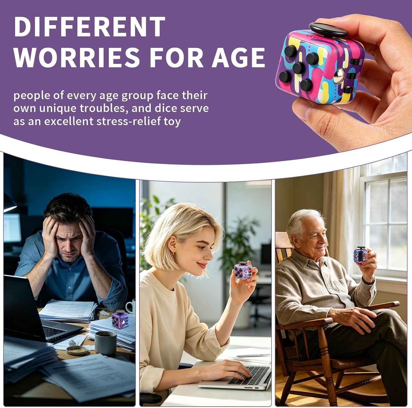 Fidget Cube & Infinity Cube Toys for Adults, 6 Pack Multi-Sided Sensory Anxiety Relief Toys for Autism, ADD/ADHD/OCD, Cool Handheld Fidget Gadgets for Stress & Focus