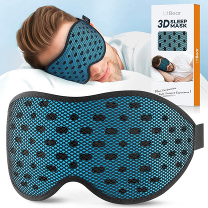 LitBear Breathable Sleep Mask, 3D Eye Mask Sleep for Side Sleeper Women Men