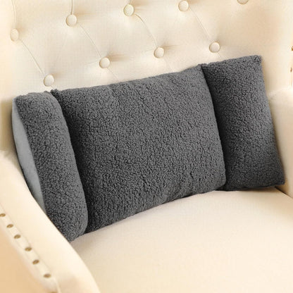 Queekay Fleece Lumbar Support Pillow 3 Section Back Pillow Office Chair for Back Support Comfortable Lumbar Cushion for Car Seat Pain Relief Sofa Rest(Gray)