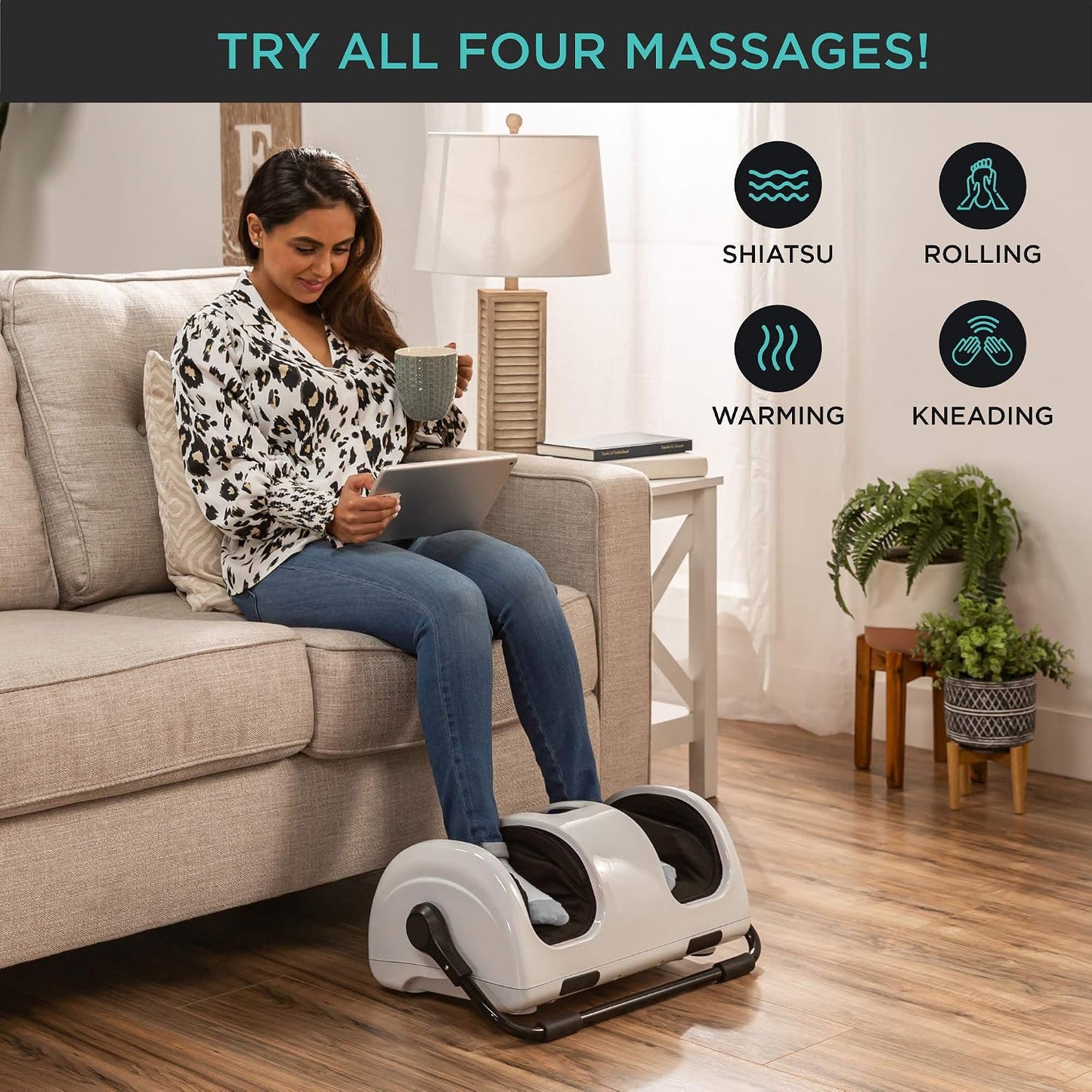 Best Choice Products Shiatsu Foot Massager with Heat for Plantar Fasciitis & Neuropathy, Kneading Foot & Calf Massager with Remote, 360° Adjustable Handle, Rolling & Compression Massage - Satin Black