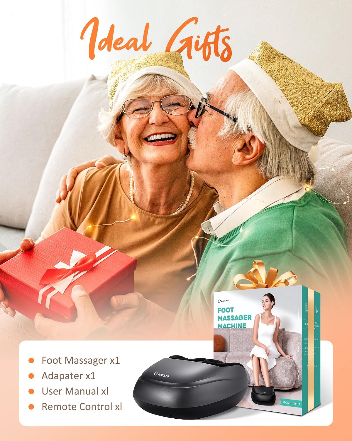 KNQZE Shiatsu Foot Massager with Heat, Compression, Deep Kneading Foot Massage for Plantar Fasciitis Relief, Remote Control, Multi Massage Modes, Auto Shut-Off Timer, FSA Eligible, Gifts for Women Men