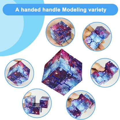 Infinity Cube Fidget Toy Stress Relieving Fidgeting Game for Kids and Adults,Cute Mini Unique Gadget for Anxiety Relief and Kill Time (Macaron Blue)