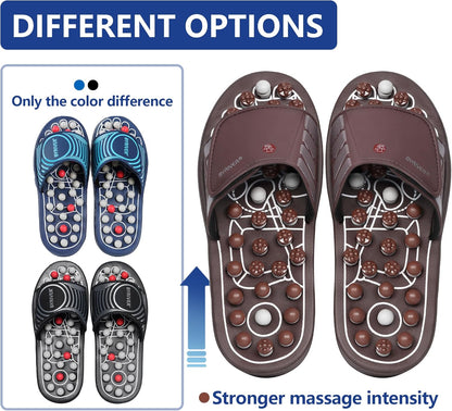 BYRIVER Acupressure Foot Massage Mat, Reflexology Tools, Spiky Ball Roller Therapy Sandals Shoes Slippers, Relief Muscle Fatigue, Sciatica, Heel, Lower Back Pain (03L)
