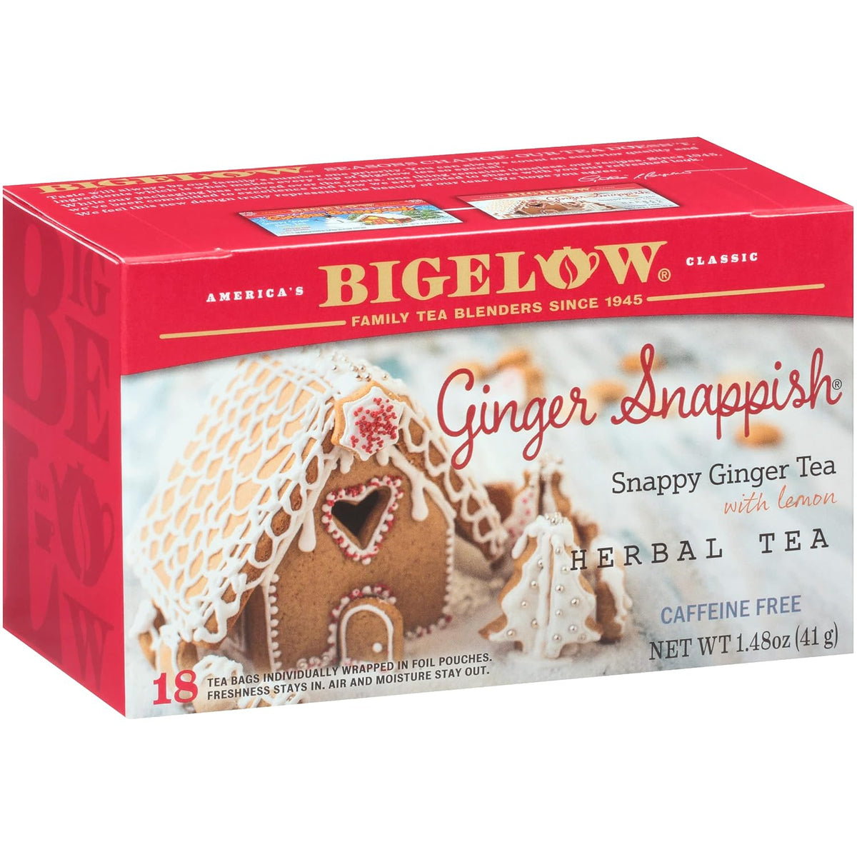 Bigelow Tea Ginger Snappish Herbal Tea, 18 Count (Pack of 6)