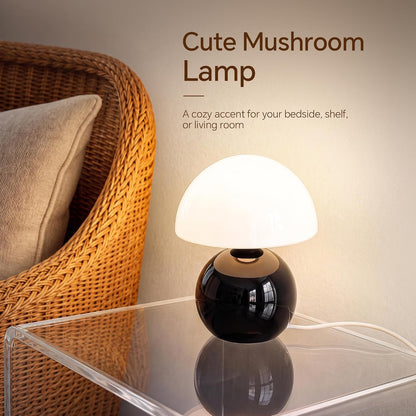 Dawnwake Mushroom Lamp Table Lamp for Bedroom-Small Desk Table Lamps,White