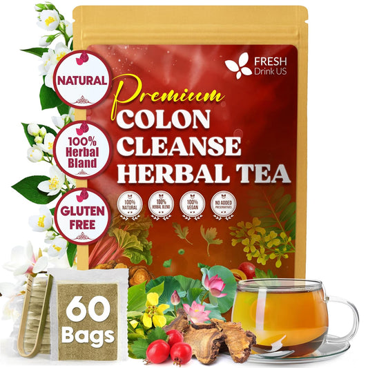 FreshDrinkUS, Premium Colon Cleanse Tea, 60 Count, Caffeine Free, Vegan