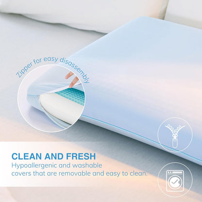 EGOHOME Cooling Gel Memory Foam Pillow - Reversible Cooling Cover, Neck Support for Side, Back and Stomach Sleepers, Removable & Machine Washable, All-Season Comfort, Standard Size, Purple