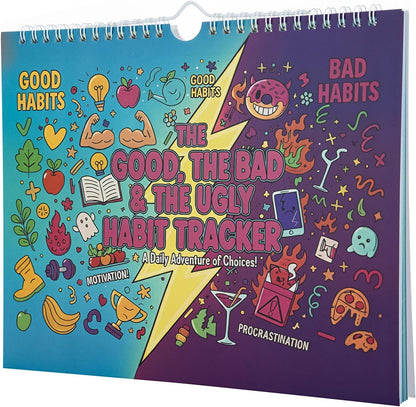 24‑Month Habit Tracker – Good/Bad Habit Tracking, Colorful Pages, 8''x10'' Journal Planner Undated Calendar with Spiral Binding, Start‑Any‑Month Flexibility