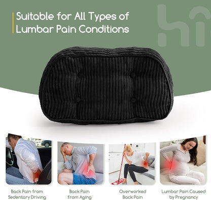 HIGOGOGO Lumbar Support Pillow for Recliner Chair/Accent Chair/Couch/Office Chair, Tufted Corduroy Back Support Cushion for Elderly, Recliner Cushions for Back Rest, Pain Relief, Reading, Brown