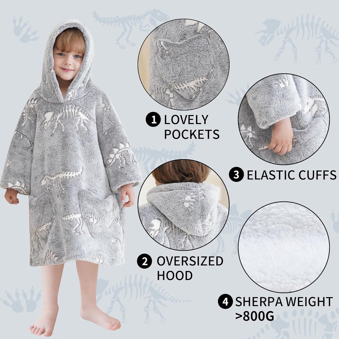Fiosnow Glow in the Dark Unicorn Blanket Hoodies for Kids 6-13YR Oversize Wearable Blanket Hoodies for Boys Girls Teens