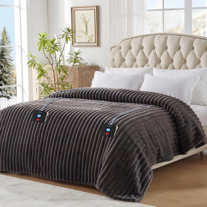Westinghouse Heated Throw Blanket, Electric Blanket Throw with 6 Heating Levels and 2-10 Hours Time Settings, Flannel to Sherpa Super Cozy Heated Blanket Machine Washable, 50x60 inch, Charcoal