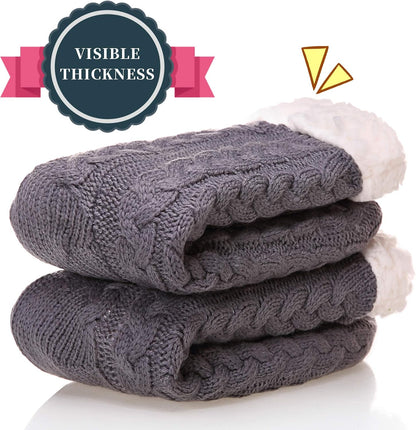 SDBING Women's Winter Super Soft Warm Cozy Fleece Lined Fuzzy Slipper Socks with Grippers