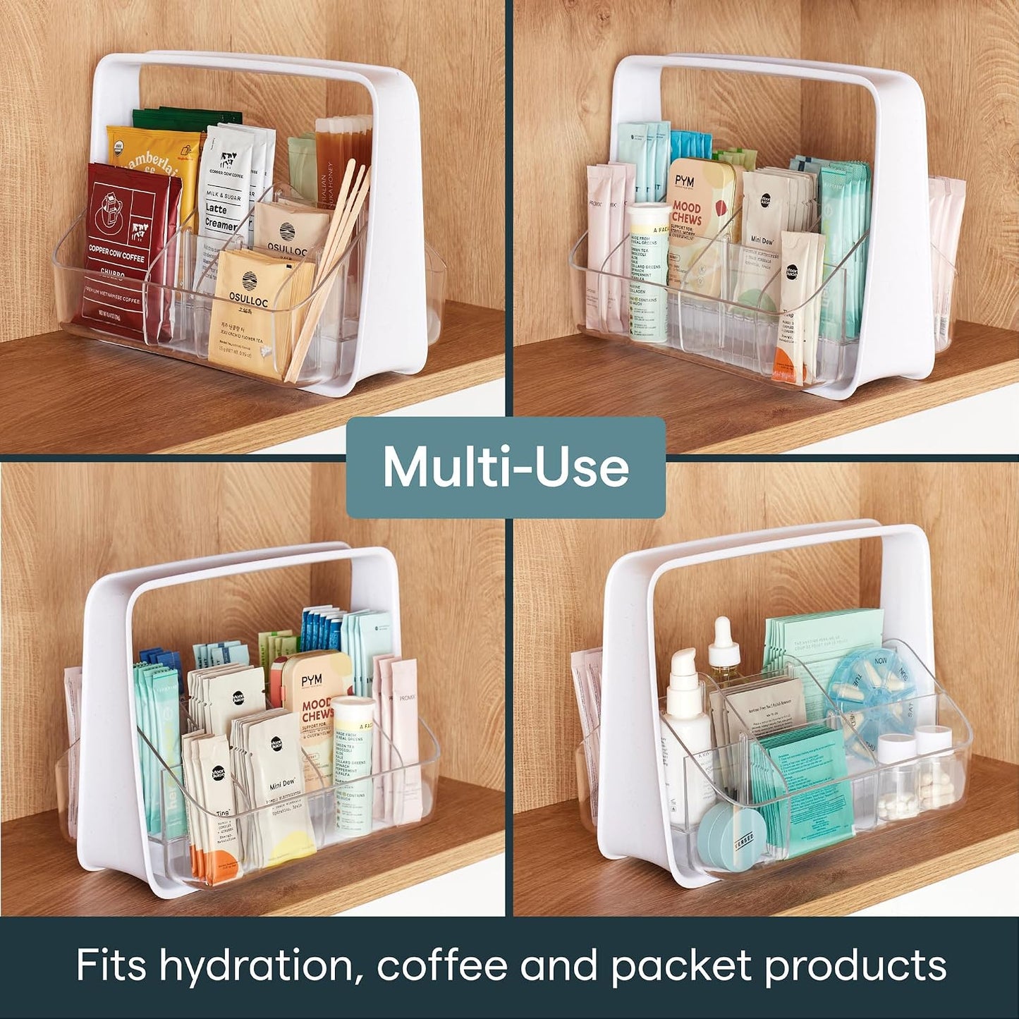 YouCopia TeaStand Tea Bag Organizer with Clear Removable Bins, Cabinet or Pantry Storage Caddy, 80-Bag