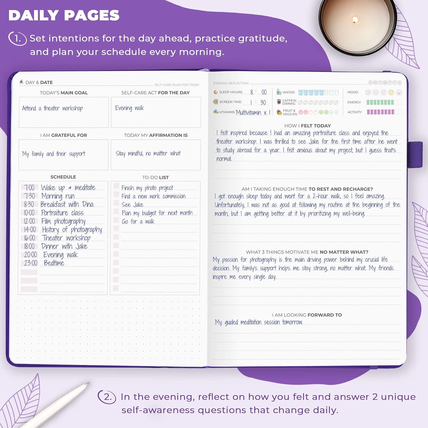 Clever Fox Self-Care Journal for Women, Daily Planner 5.8x8.3 Aquamarine
