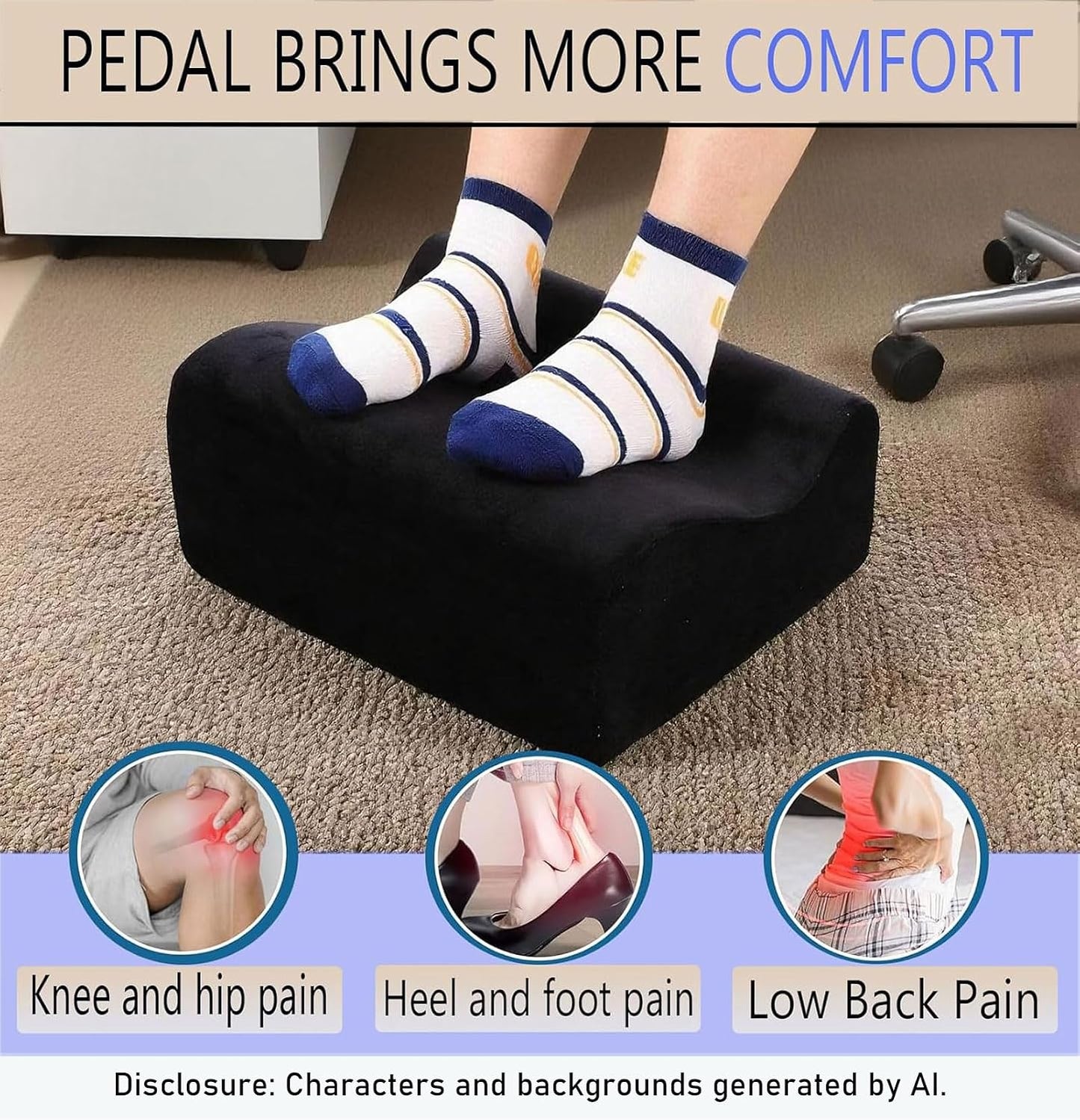Work Foot Rest Under Desk,Comfort Foot Rest for Couch | Foot Rest For Under Desk at Work,At Soft Ergonomic Footrest,Support Foot Pillow,Heel Chair,Leg Elevation Pillow blue