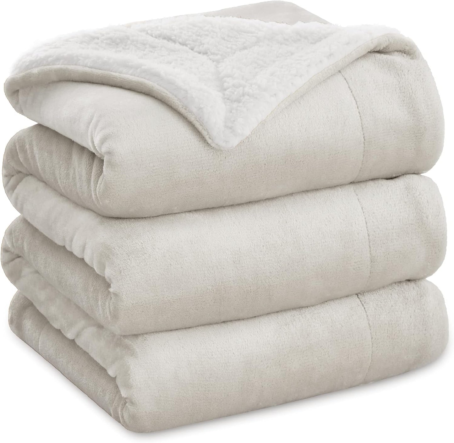 Bedsure GentleSoft Sherpa Fleece Throw Blanket for Couch, Non-Heated, Thick & Warm Cozy Blanket for Winter, Soft Fuzzy Plush Throw Gifts for Women and Men, Grey, 50x60 Inches