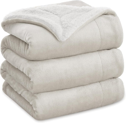 Bedsure GentleSoft Sherpa Fleece Throw Blanket for Couch, Non-Heated, Thick & Warm Cozy Blanket for Winter, Soft Fuzzy Plush Throw Gifts for Women and Men, Grey, 50x60 Inches