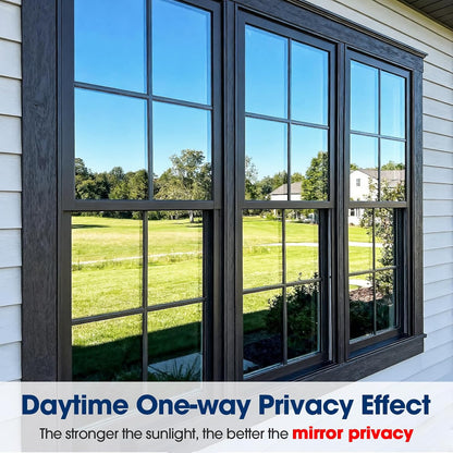 Coavas One Way Privacy Window Film, Heat Control Window Tint for Home, Sun Blocking Reflective Window Film See Out Not in, Anti UV Static Cling for Windows Office Door (Black, 17.5 Inch X 6.5 Feet)