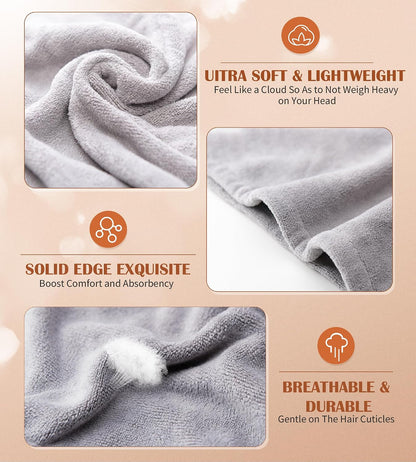 POPCHOSE Microfiber Hair Towel Wrap, 3 Pack Fast Drying Hair Turban, Stocking Stuffers for Women, Soft Ultra Absorbent, No Frizz Hair Wrap Towels for Women Wet Hair, Curly, Longer, Thicker Hair