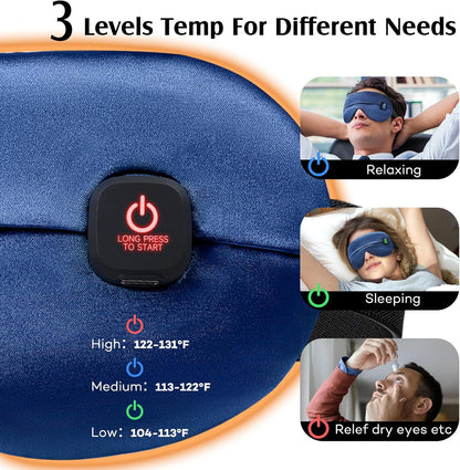 YFONG Cordless Heated Eye Mask for Dry Eyes, Warm Eye Compress, Blue