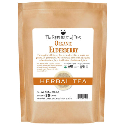 The Republic of Tea Organic Elderberry Herbal Tea, 36 Tea Bag Refill