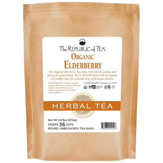 The Republic of Tea Organic Elderberry Herbal Tea, 36 Tea Bag Refill