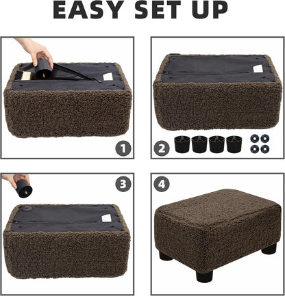 CAROLMADE Small Foot Stool Ottoman Footstool with Legs Under Desk Footrest for Living Room Bedroom and Office,Linen-Grey