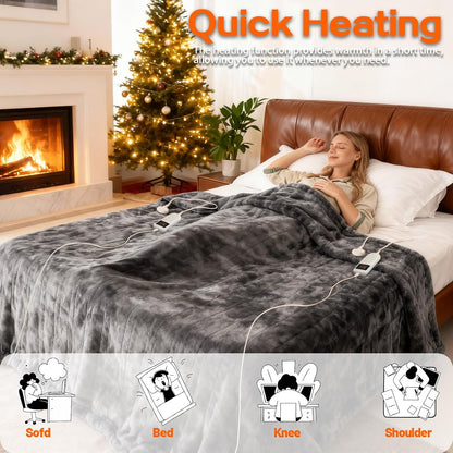 Heated Electric Blanket Throw 50''x60'' - Fast Tie-Dye Heating Blanket, Washable Heat Blanket 10 Heating Settings, 8h Timer Auto Off & Heated Protection, Soft Flannel & Sherpa Material