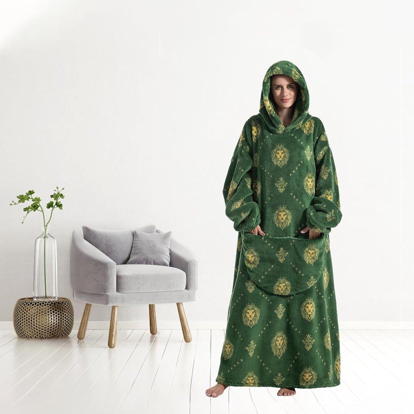 Capecage Blanket Hoodie, Long Hooded Blanket Sweatshirt as Birthday Gifts for Women Men, Long Wearable Blanket for Women Men.
