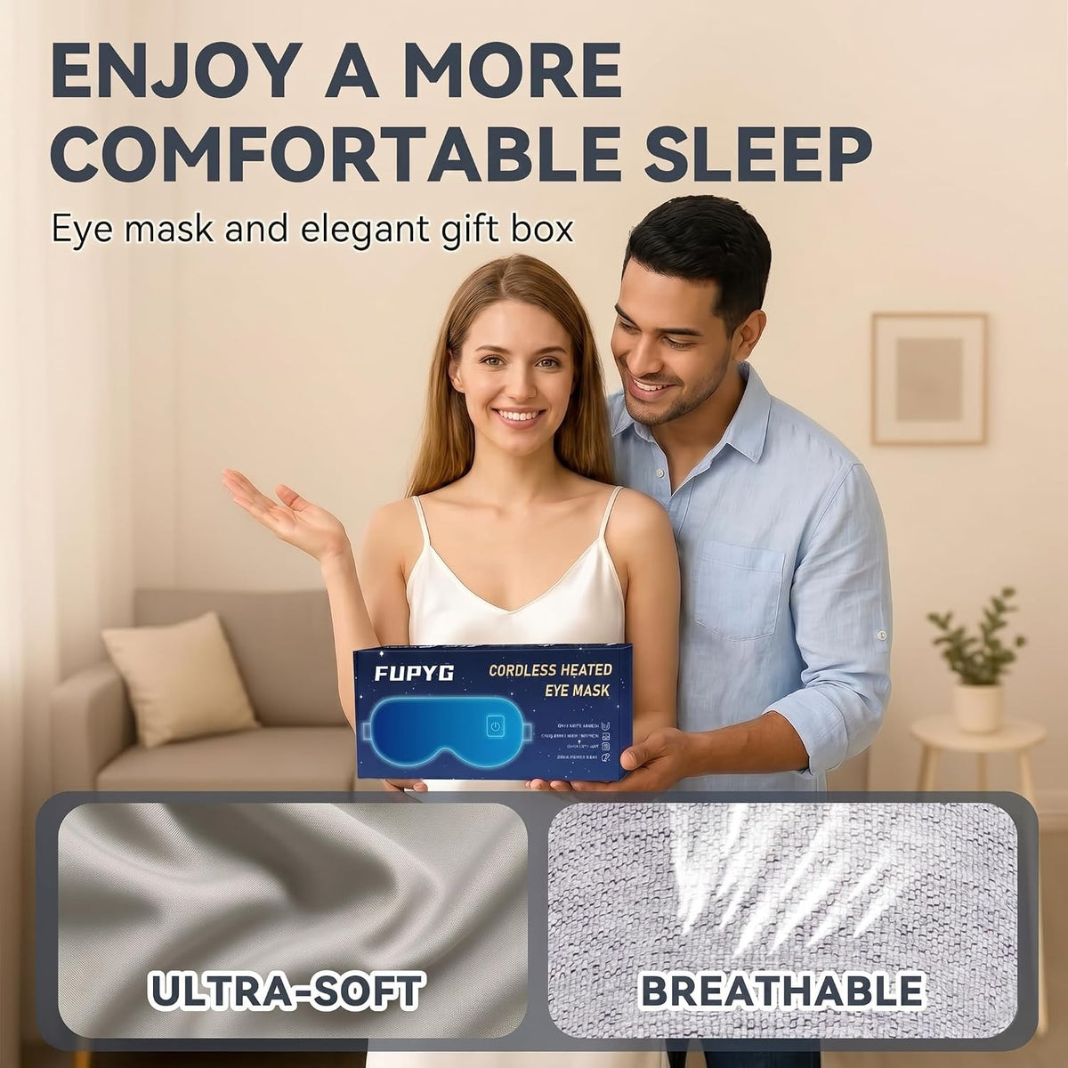 Cordless Heated Eye Mask for Dry Eyes Relief, Rechargeable Warm Eye Compress with 3 Temps, Washable Cover & Bonus Shell, Electric Eye Heating Pad for Sleep, Stye, Travel
