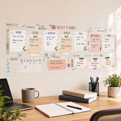 Dry Erase Weekly Calendar, 39.4x16" Weekly Dry Erase Board for Wall