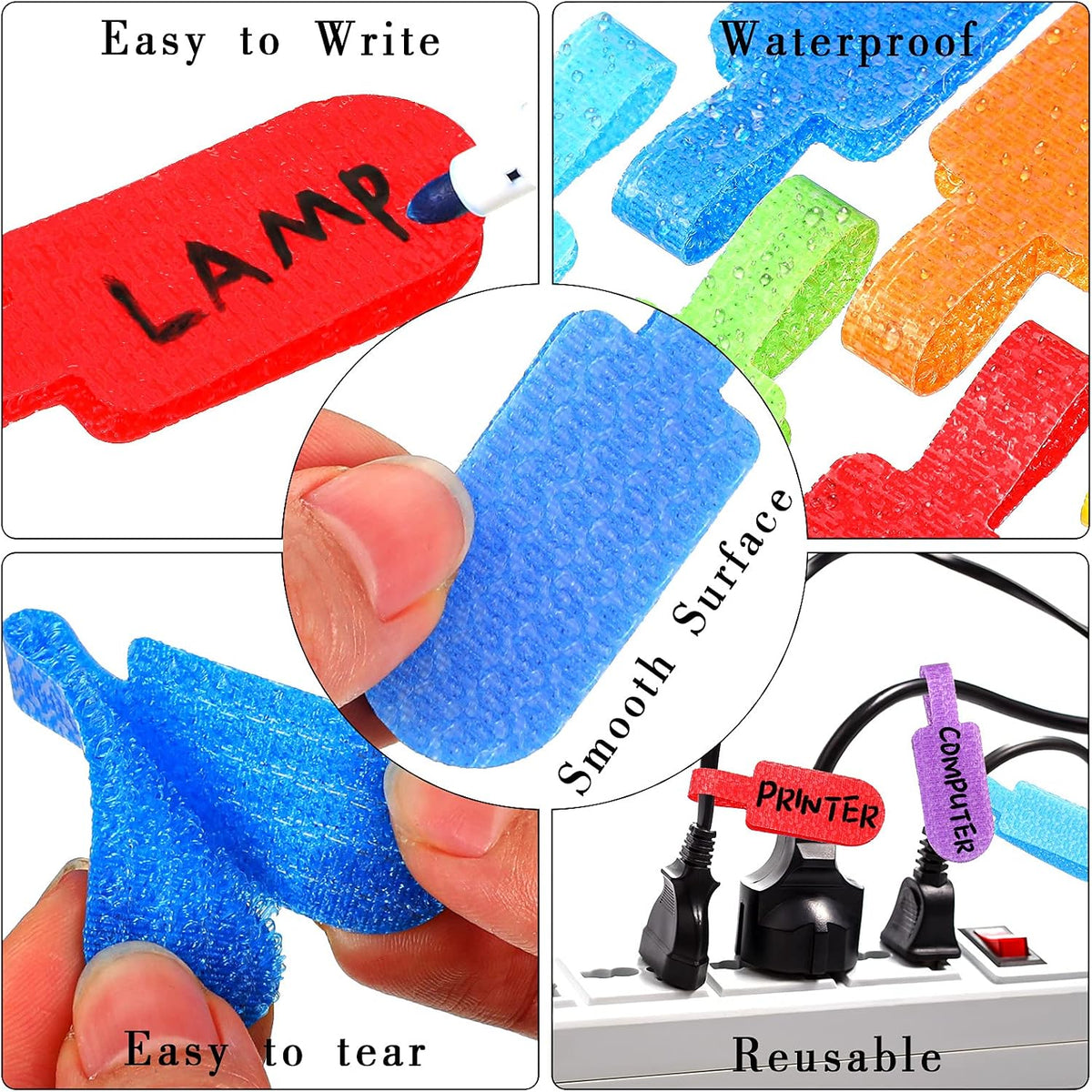 Outus 50 Pcs Cable Labels Multi Color with Writable Surface, Classic Style