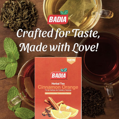 Badia Cinnamon & Orange Tea, 25 teabags – Warm Citrus Cinnamon Herbal Tea