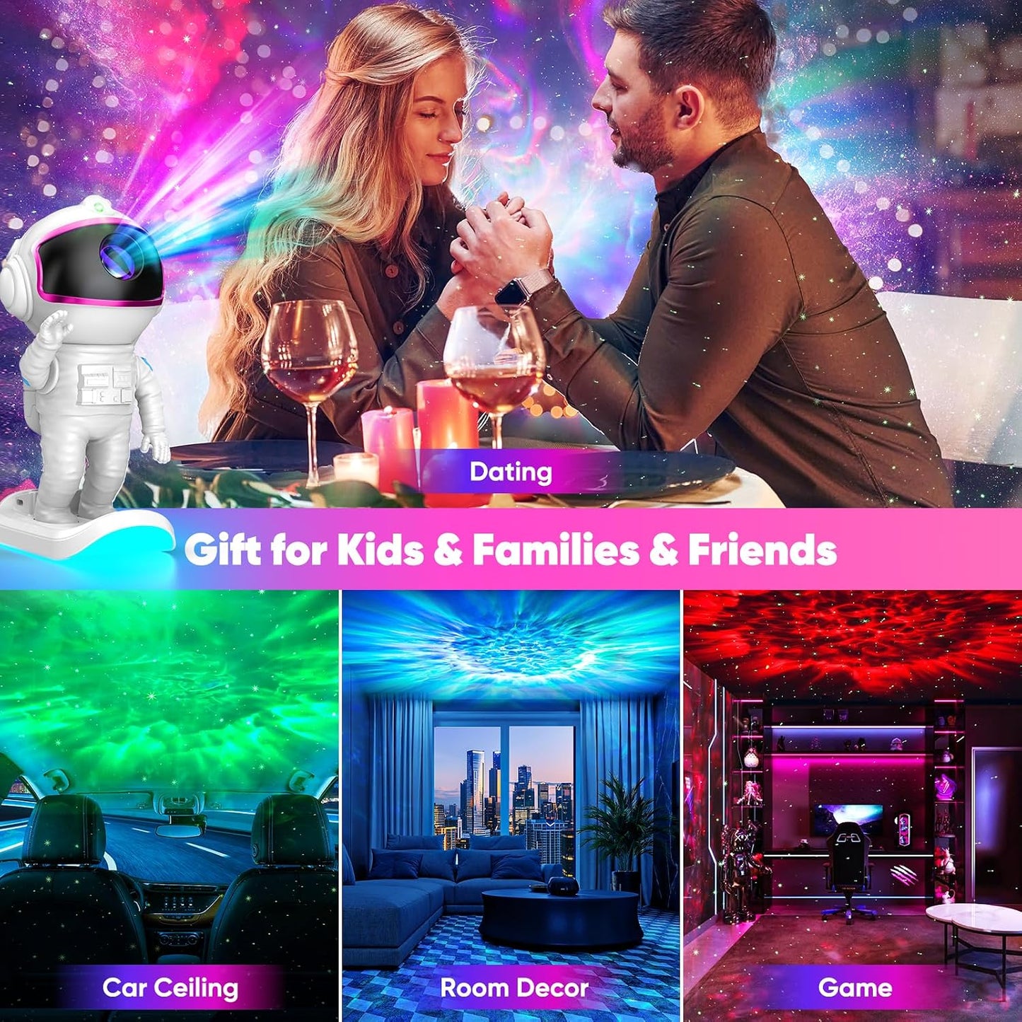 Galaxy Projector, Star Projector Night Light with Timer and Remote for Bedroom, Adjustable Head Angle Nebula Ceiling Lamp, Gifts for Adults, Teens, Christmas, Birthday, Room Decor