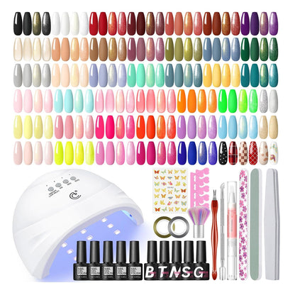 COSCELIA 53pcs Gel Nail Polish Kit with U V light and Drill Starter Kit 35 Colors Gel Nail Polish with 5pcs Top Base Coat Nail Art Professional Gel Manicure Kits Gifts for Women Teens Girls
