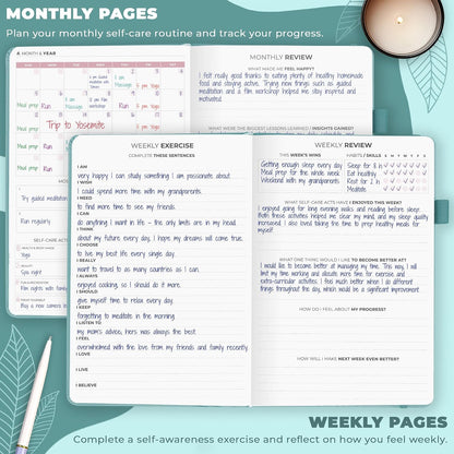 Clever Fox Self-Care Journal for Women, Daily Planner 5.8x8.3 Aquamarine