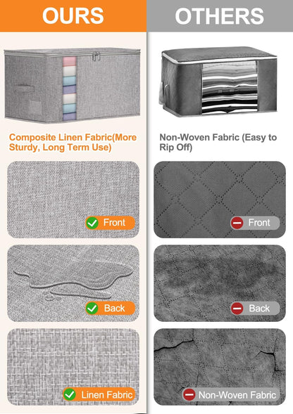 punemi 60L Sturdy Comforter Storage Bag, Blanket Organizer, Grey