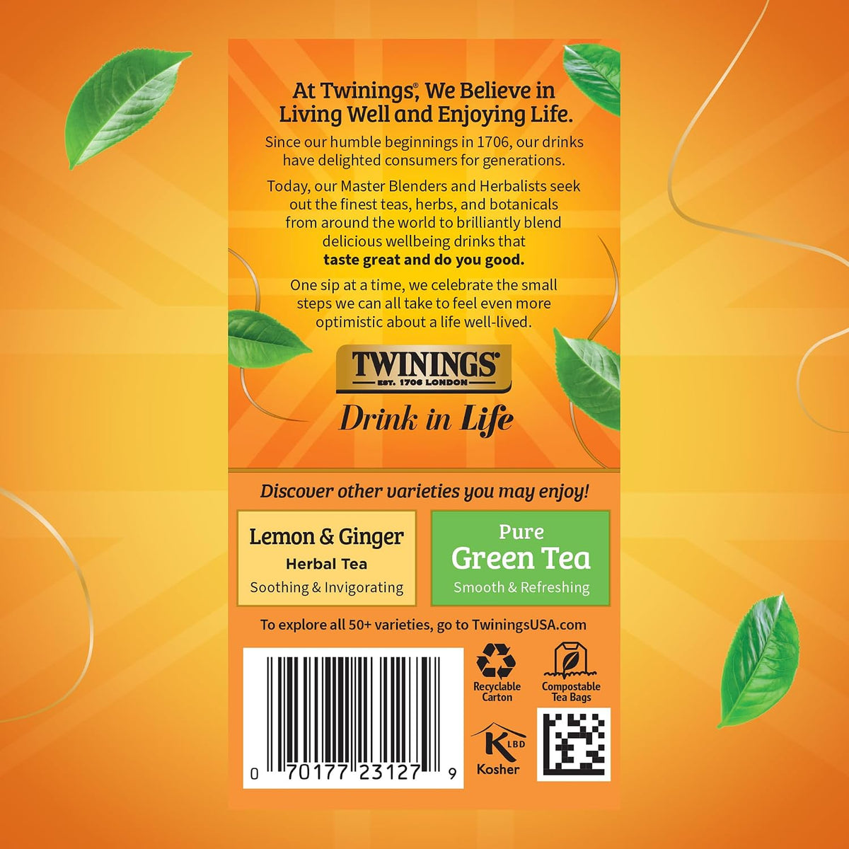 Twinings Honeybush, Mandarin, & Orange Herbal Tea Individually Wrapped Bags, 20 Count (Pack of 1), Naturally Caffeine-Free, Enjoy Hot or Iced, 20 Teabags