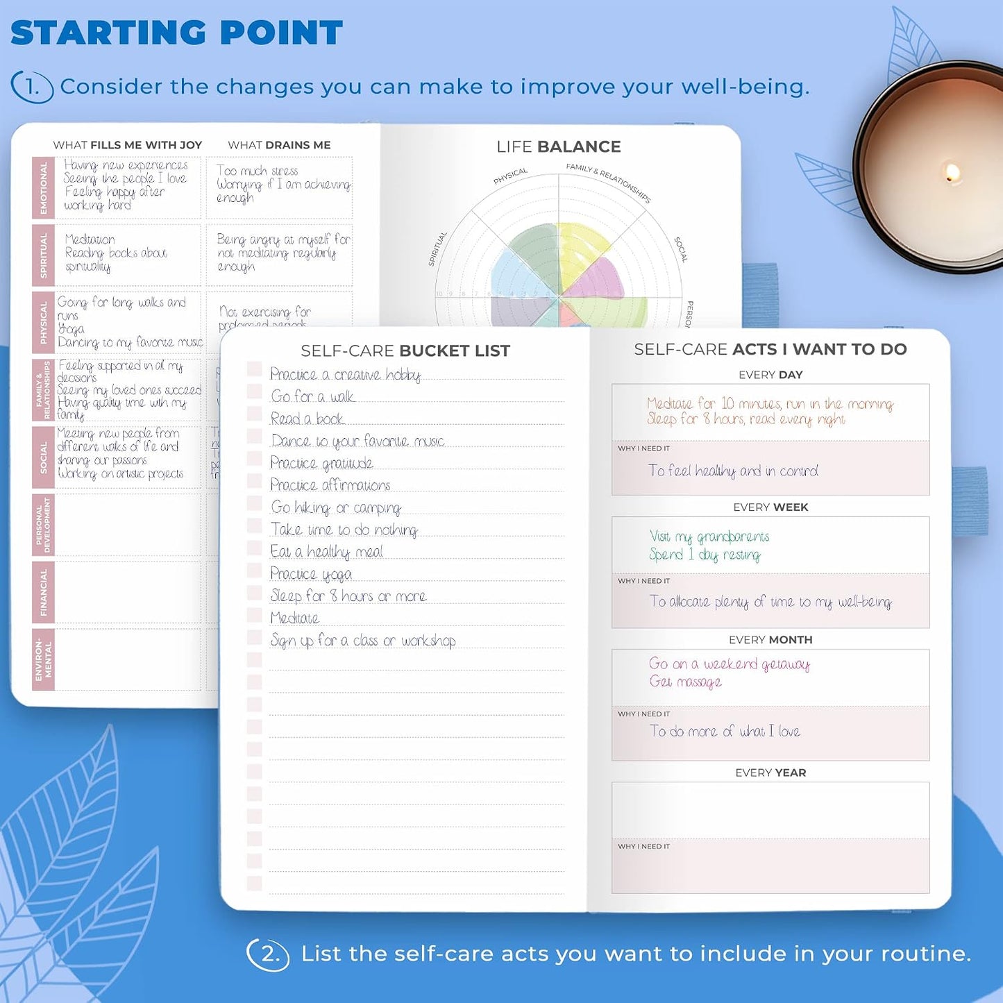 Clever Fox Self-Care Journal – Daily Reflection Notebook – Mental Health & Personal Development Planner, Meditation & Mood Log, A5 (Aquamarine)