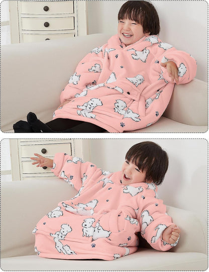 KFUBUO Wearable Blanket Hoodie for Adults Sherpa All Patterns Cat Oversized Sweatshirt Blanket with Pockets for Women