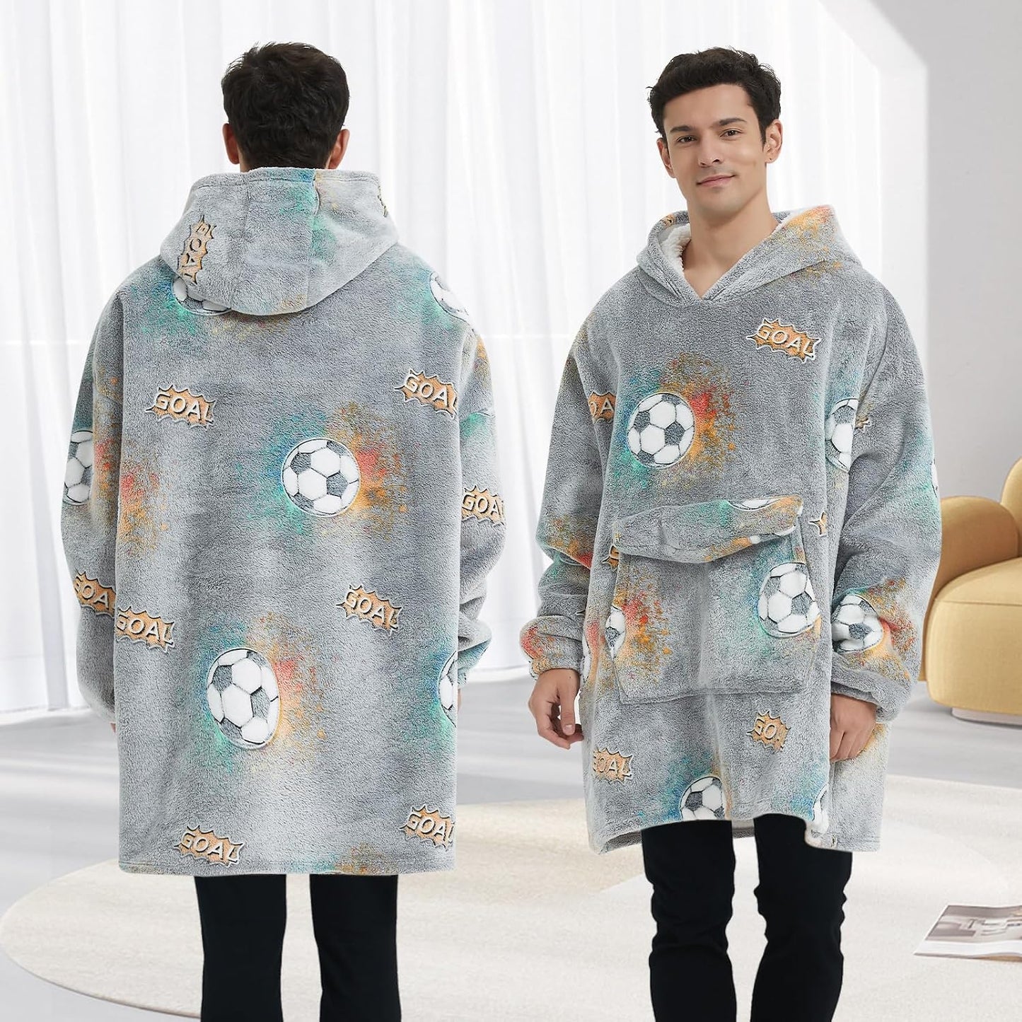 Fiosnow Sun and Moon Blanket Hoodies for Women and Men Adult Oversize Wearable Blanket Hoodies for Soft and Warm