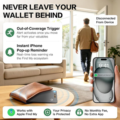 Wallet Tracker Card, Rechargeable, Works with Apple Find My