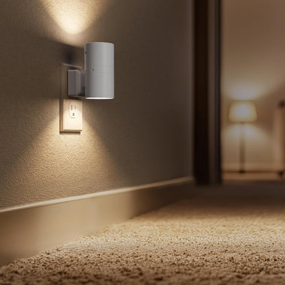 Briignite Night Lights Plug into Wall, Modern LED Night Light Plug in, Dusk to Dawn Sensor,Amber Night Light 0-100LM Adjustable Brightness, Dimmable NightLight for Hallway, Bedroom, Stairway, 2 Pack