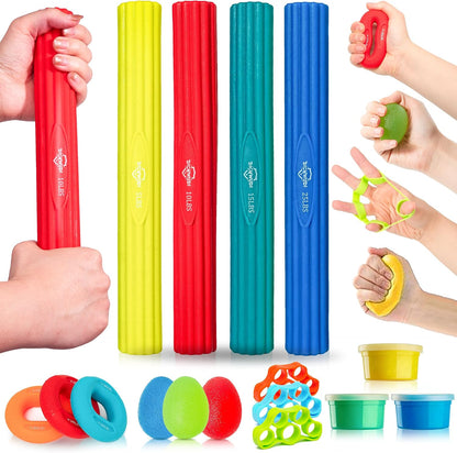 DICYWUDI Flex Therapy Bar and Grip Strength Trainers Set, Physical Therapy & Resistance Bar for Golfers Elbow,Tendinitis,Wrist,Forearms Pain, Improve Grip Strength and Relieve Pain