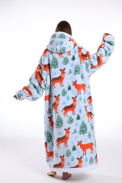 Capecage Blanket Hoodie, Long Hooded Blanket Sweatshirt as Birthday Gifts for Women Men, Long Wearable Blanket for Women Men.