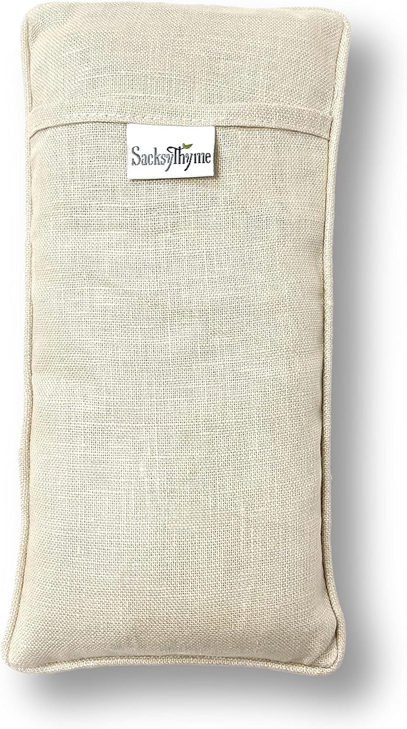 Sacksy Thyme Organic Linen Eye Pillow - Lavender & Flaxseed for Relaxation, Yoga, Stress Relief - Microwavable Heating Pad & Cool Compress - Made in USA - Gifts for Meditation
