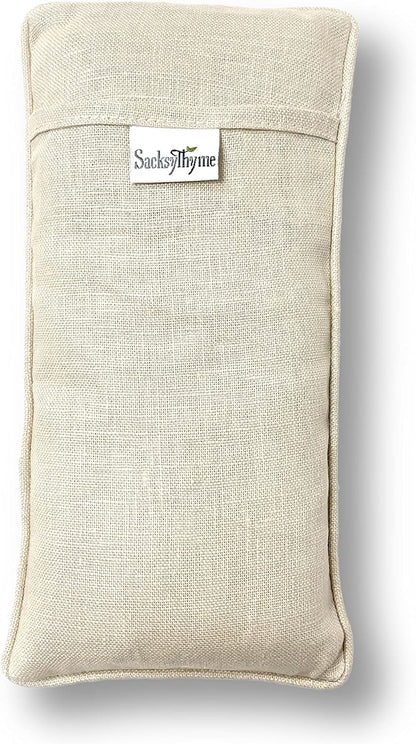 Sacksy Thyme Organic Linen Eye Pillow - Lavender & Flaxseed for Relaxation, Yoga, Stress Relief - Microwavable Heating Pad & Cool Compress - Made in USA - Gifts for Meditation